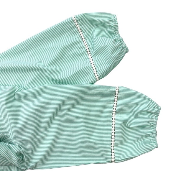 J. Crew light green stripe peasant top blouse full sleeves embroidery XXL plus - Picture 4 of 16